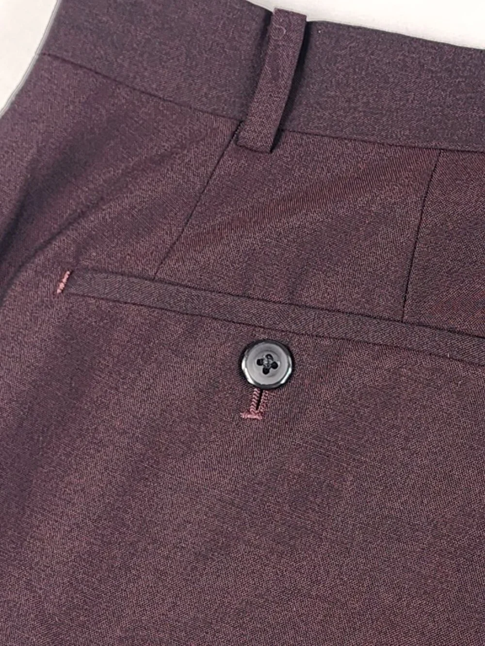 Bar III Mens 38x30 Burgundy Wool Blend Slim Fit Modern Minimalist Dress Pants EX